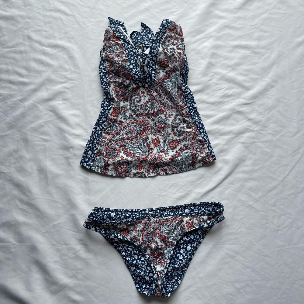 lucky brand tanking bathing suit with reversible bottoms | women's small